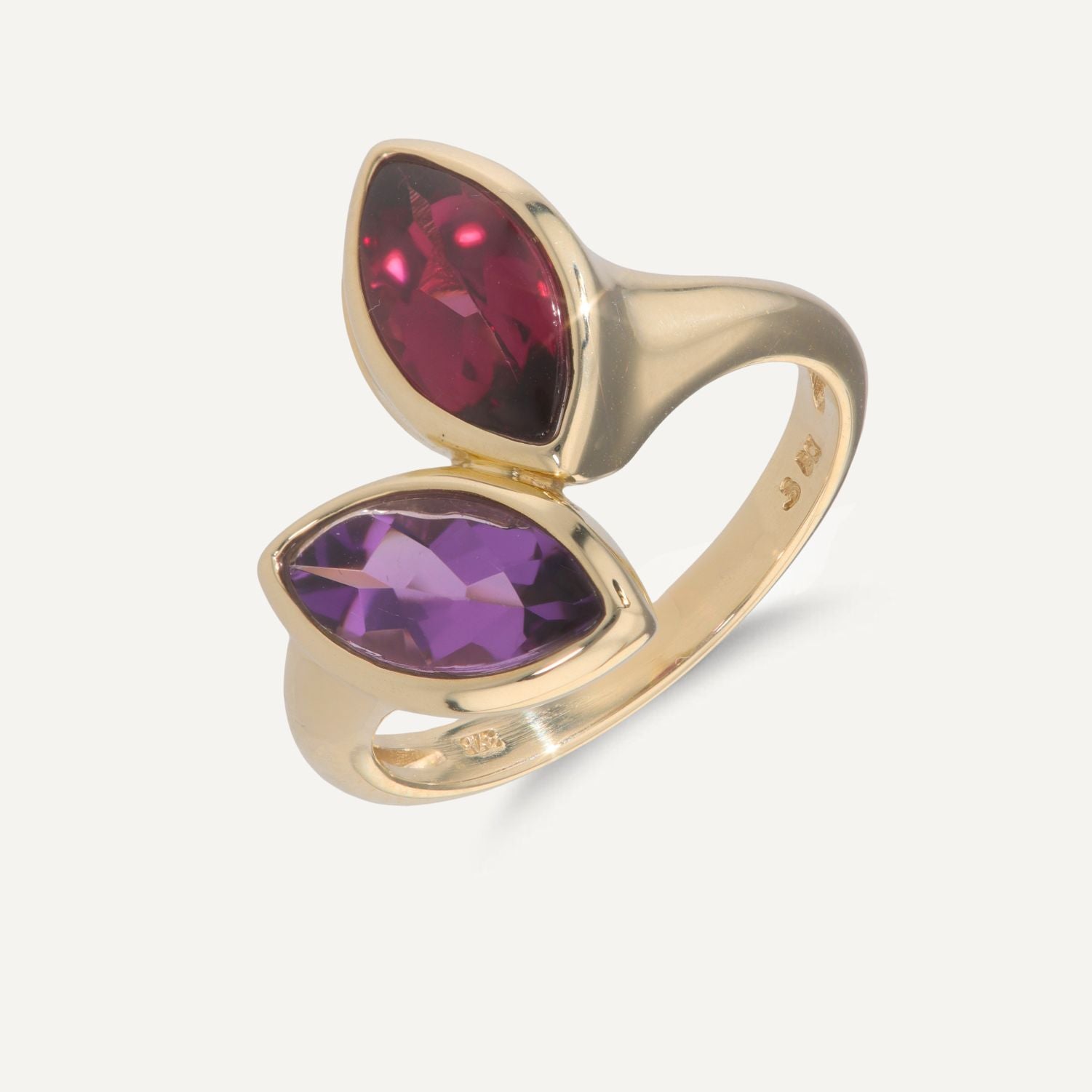 Ring Amethyst und Rhodolith ca. 2,13 ct Gelbgold