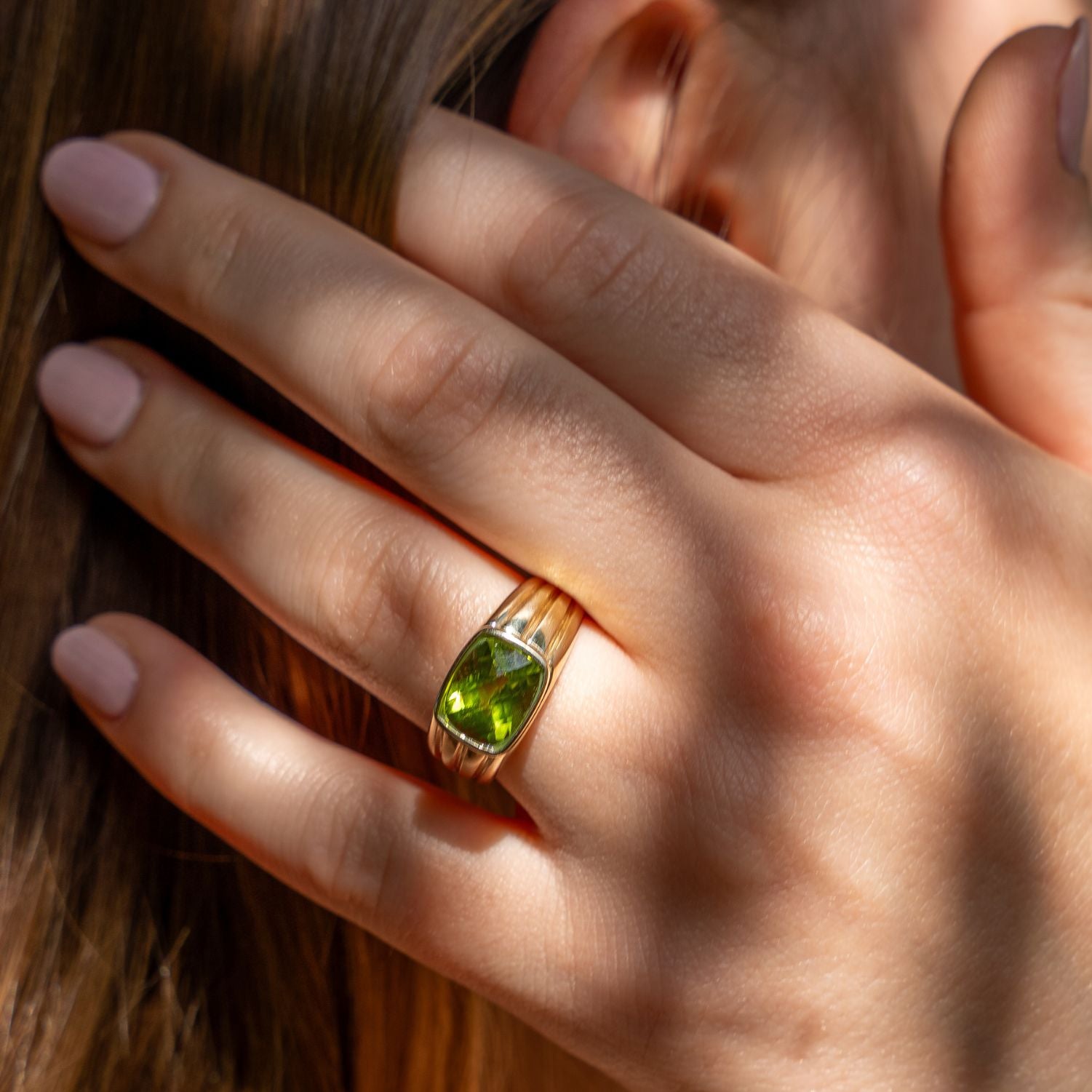 Ring Peridot ca. 3,00 ct Gelbgold